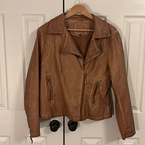 Brown Faux Leather Moto Jacket